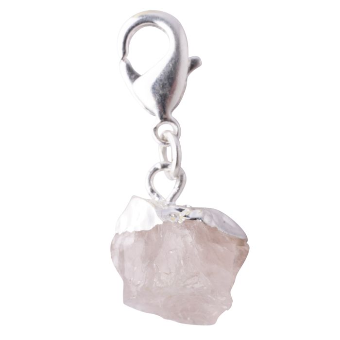 Mini Rough Rose Quartz Charm, Silver Plated (1pc) NETT