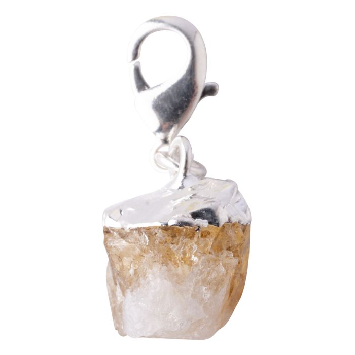 Mini Rough Citrine (Heat Treated) Charm, Silver Plated (1pc) NETT