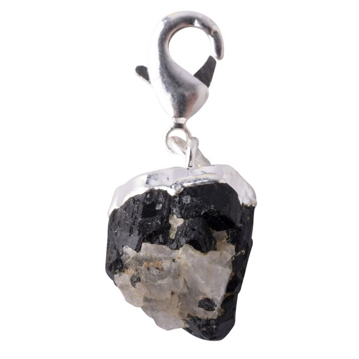 Mini Rough Tourmaline Charm, Silver Plated (1pc) NETT