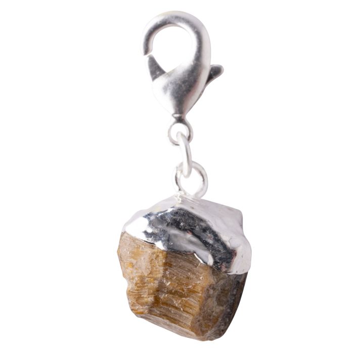 Mini Rough Gold Tiger Eye Charm, Silver Plated (1pc) NETT