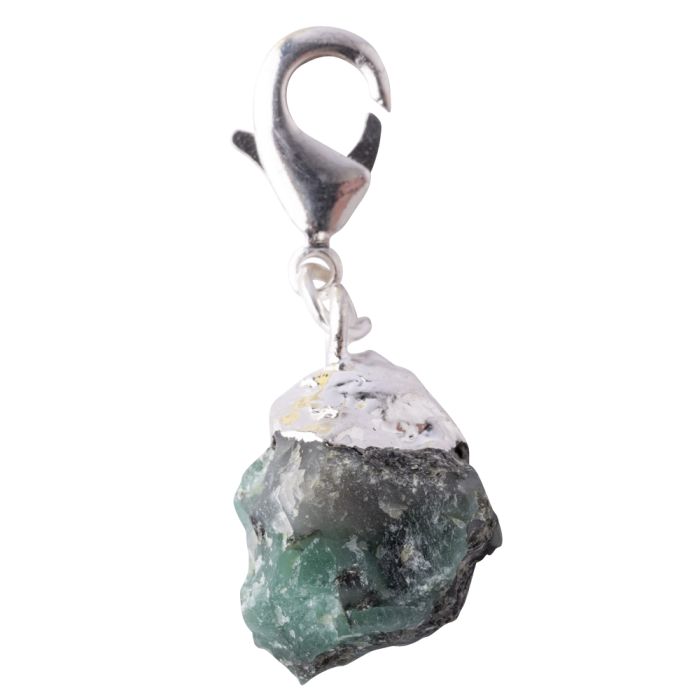 Mini Rough Emerald Charm, Silver Plated (1pc) NETT