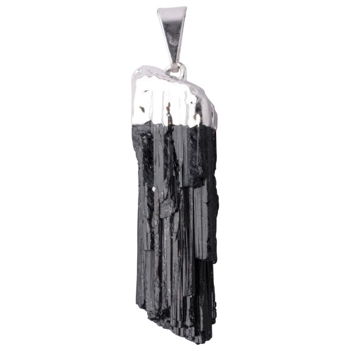 Black Tourmaline Pendant, Silver Plate (1pc) NETT