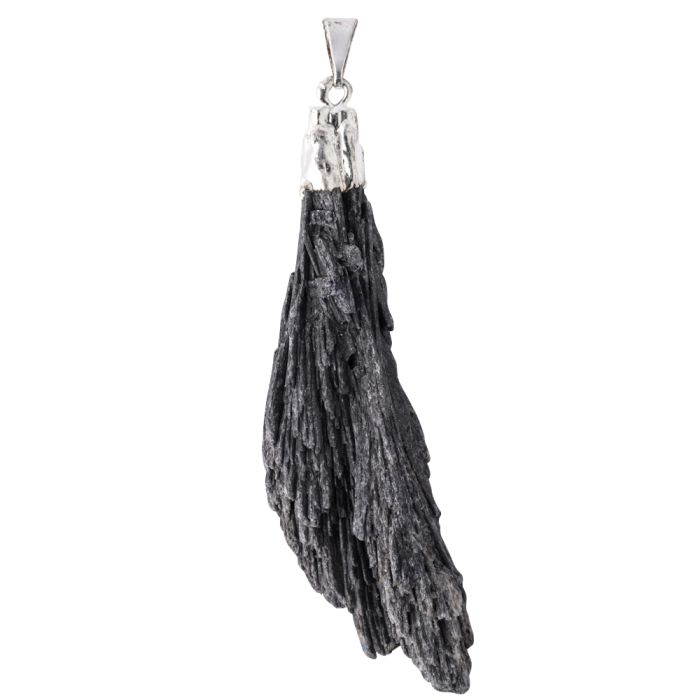 Black Kyanite Electroplated Silver Plate Pendant (1 Piece) NETT