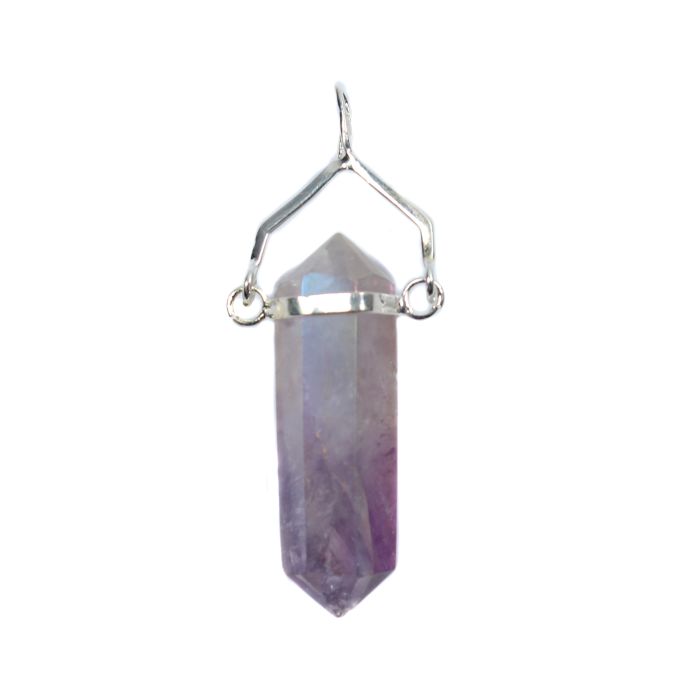 Pearly Amethyst Double Terminated Point Swing Pendant, Silver Plated (1pc) NETT