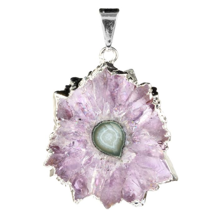 Stalactite Slice Electroplated Pendant, Silver Plated (1pc) NETT