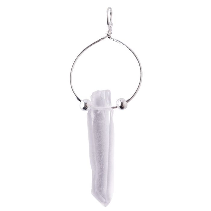 Pendant Crystal Point on Wire Loop Silver Plated (1 piece) NETT