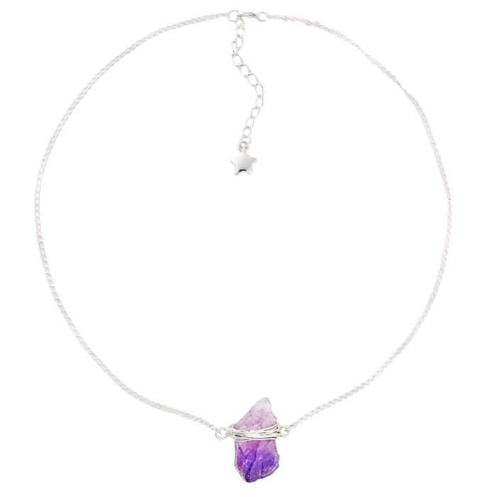 Wire wrapped Amethyst Point Necklace, Silver Plated (1pc)