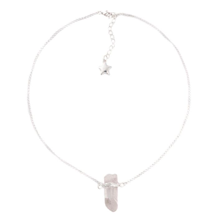 Wire wrapped Quartz Point Necklace Silver Plated (1pc)