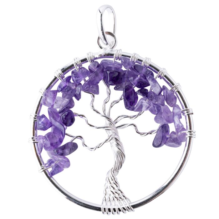 Tree of Life Pendant Amethyst Silver Plated (1 Piece) NETT