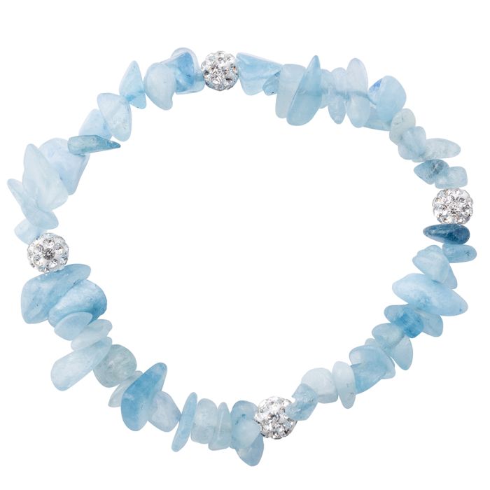 Aquamarine Chip+ Rhinestone Ball Elastic Bracelet NETT