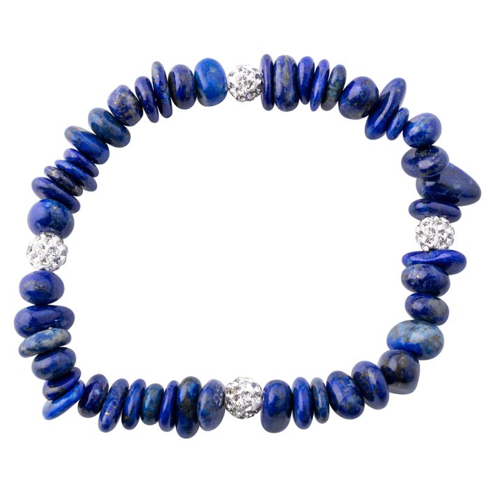 Lapis Chip+ Rhinestone Ball Elastic Bracelet (1pc) NETT