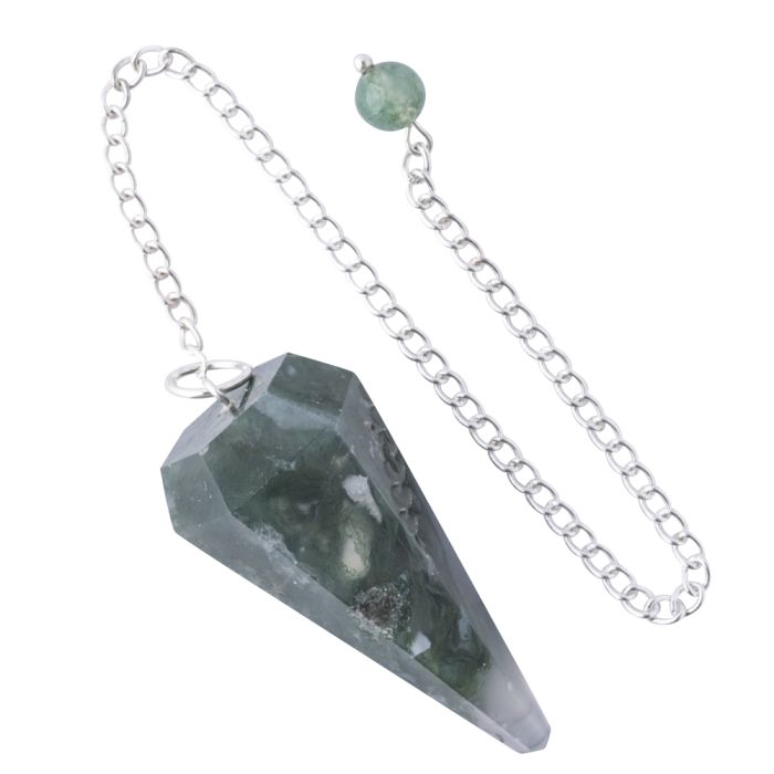 Green Moss Pendulum Agate With 6" Chain (1pc) NETT