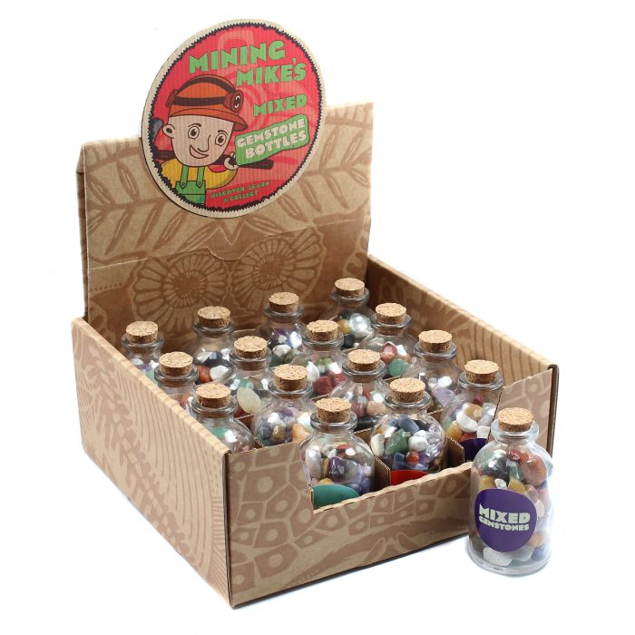 Mining Mike's Mixed Gemstone Bottles Retail Box (16 Piece) NETT