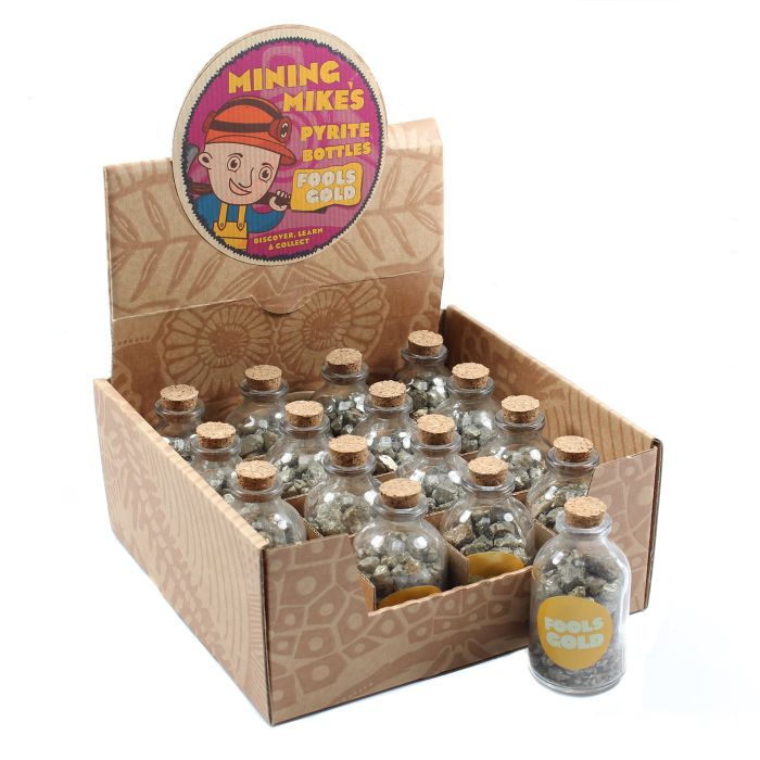 Mining Mike's Pyrite (Fools Gold) Bottles Retail Box (16pcs) NETT