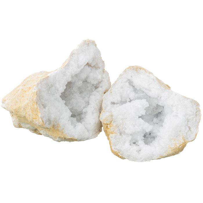 White Quartz Geode 12-15cm Morocco (1 Pair) NETT