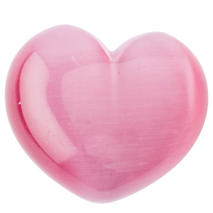 Cats Eye Glass Heart Pink 40mm (1pc) Nett