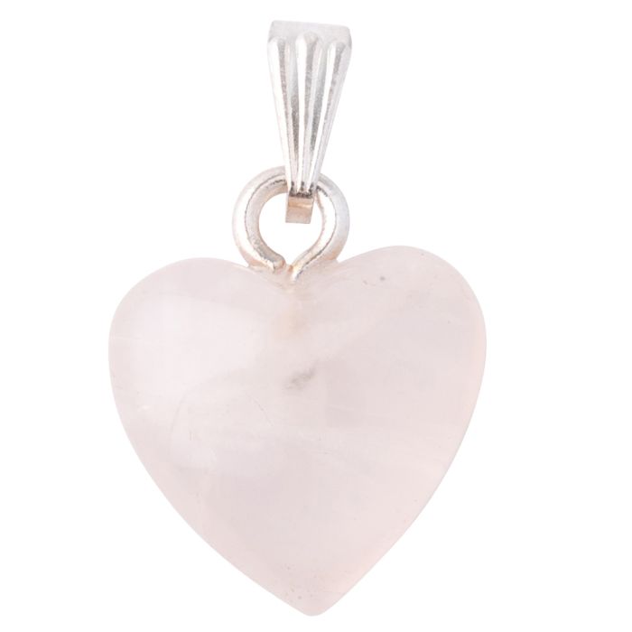 15mm Rose Quartz Heart Pendant, Silver Plated (1pc) NETT