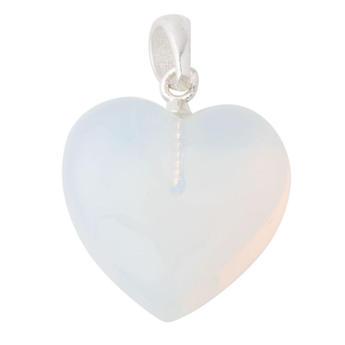 15mm Opalite (Synthetic) Heart Pendant, Sterling Silver (1pc) NETT