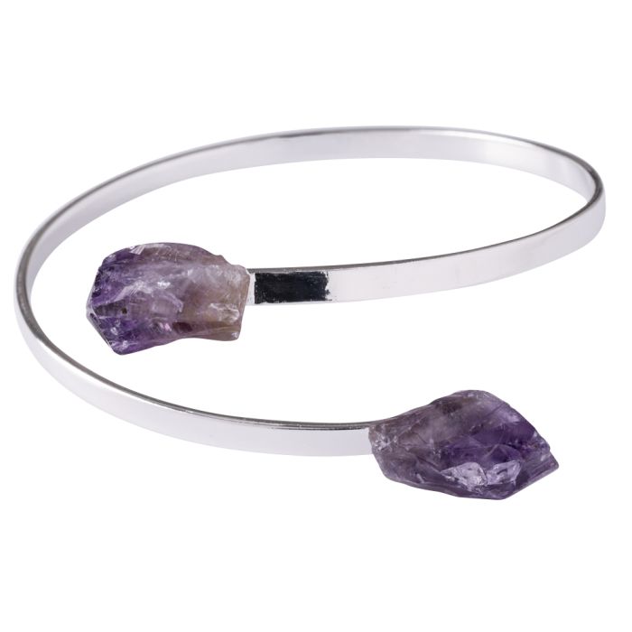 Bangle with 2 Amethyst Points, Silver Plated (1pc) NETT