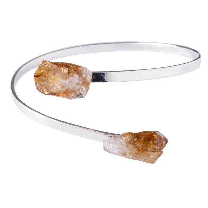 Bangle with 2 Citrine (Heat Treated) Points, Silver Plated (1pc) NETT