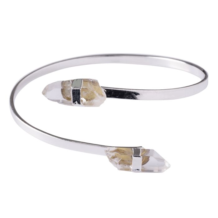 Bangle with 2 Quartz Points, Silver Plated (1pc) NETT