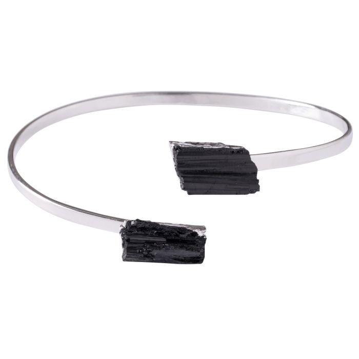 Bangle with 2 Tourmaline Points, Silver Plated (1pc) NETT