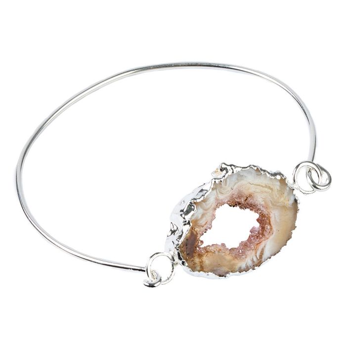 Bangle with Geode Slice, Silver Plated (1pc) NETT
