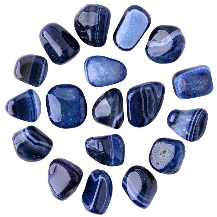 Blue Banded Agate Medium Tumblestone 20-30mm, Brazil (250g) NETT
