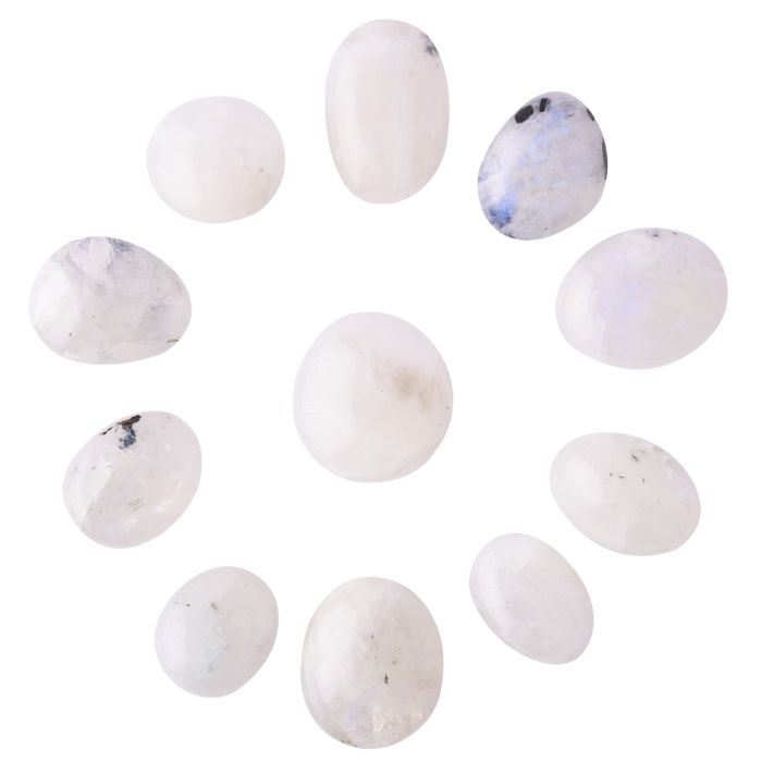 Rainbow Moonstone Small Tumblestone 10-20mm AAA Grade, India (50g) NETT