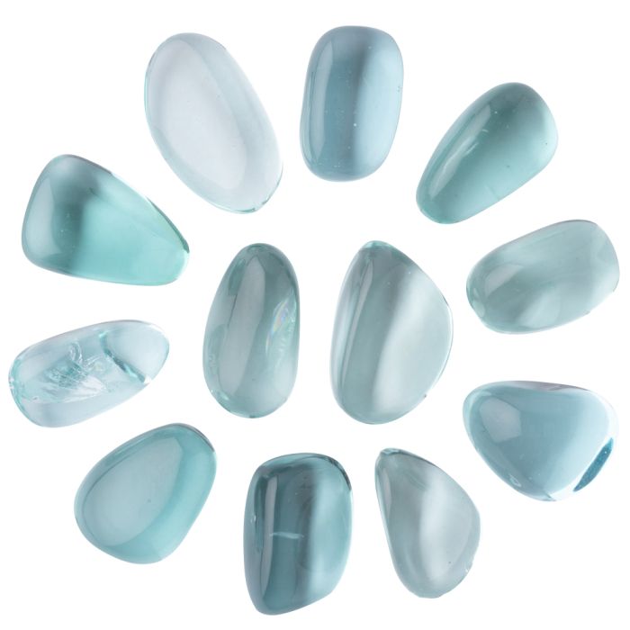 Blue Glass Large Tumblestone 30-40mm, China (250g)