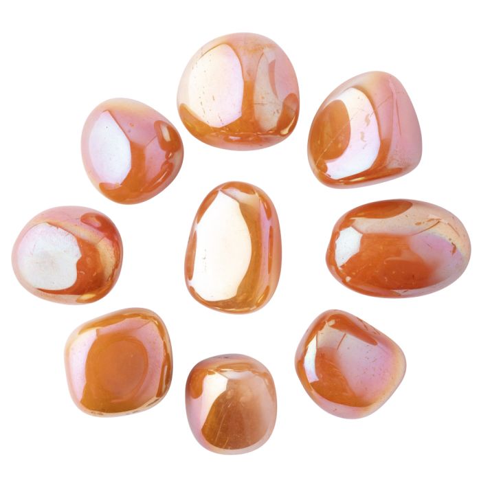 Tangerine Aura Medium Tumblestone 20-30mm, China (100g) NETT