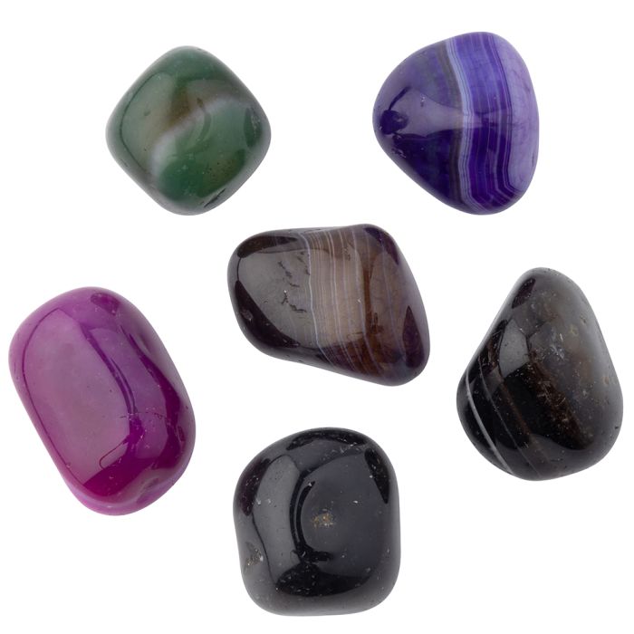 Agate Banded 7 Colour Mix Medium Tumblestone 20-30mm (100g) NETT