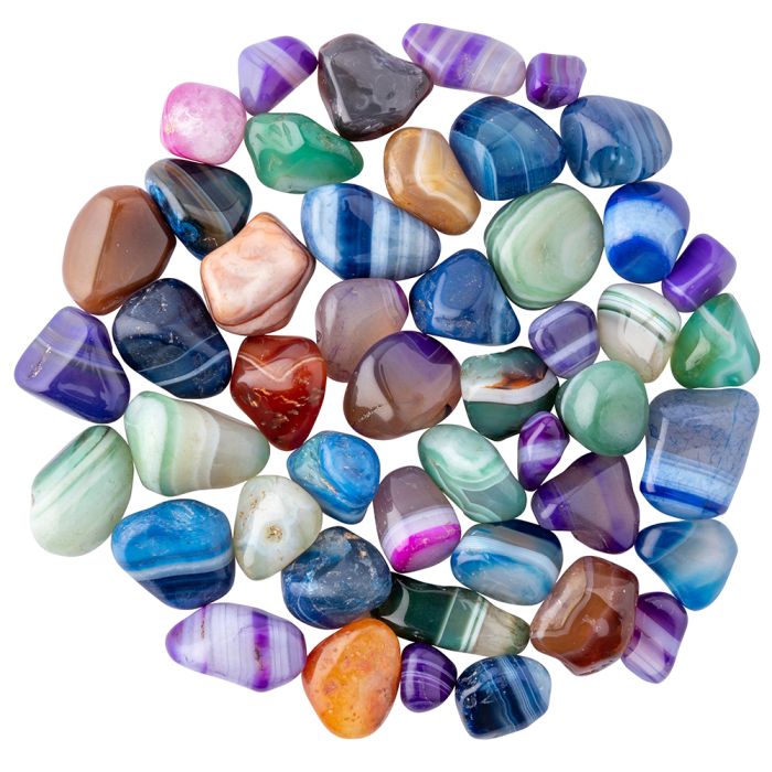 Agate Banded 7 Colour Mix, Extra Small Tumblestone 10-15mm (100g) NETT