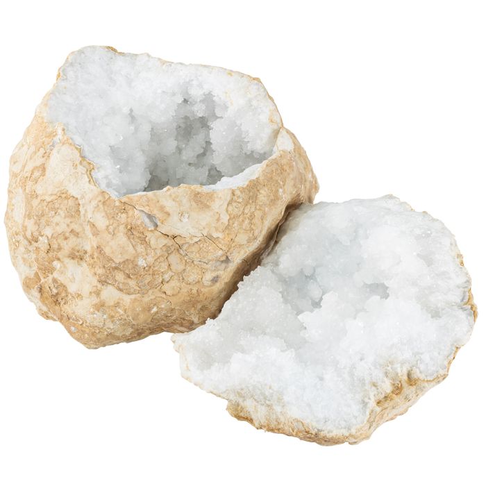 White Quartz Geode approx 30cm Morocco (1 Pair) NETT