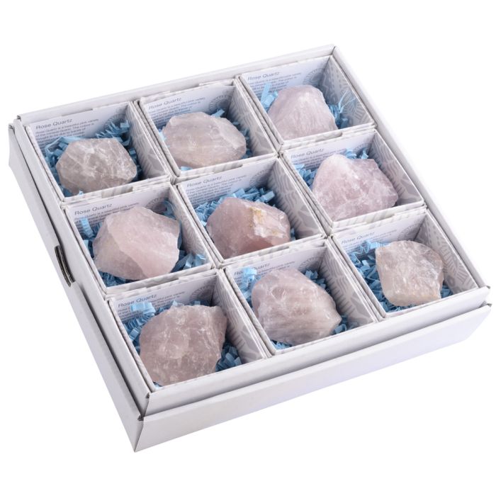 Rose Quartz Rough in Gift Box, Madagascar (9pc) NETT