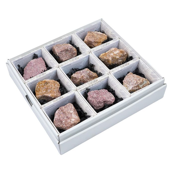 Rough Lepidolite with ID card in Gift box, South Africa (9pcs) ID card NETT