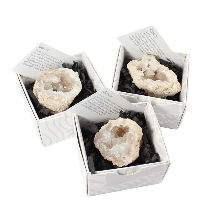 Polished Quartz Geodes Boxed with ID Card (9 Piece) NETT