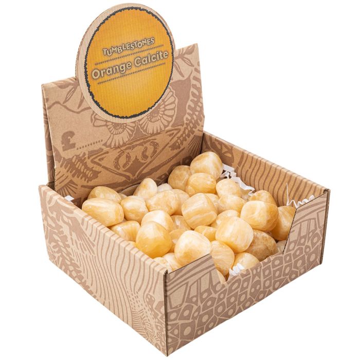 Orange Calcite Tumblestone Retail Box (50pcs) NETT