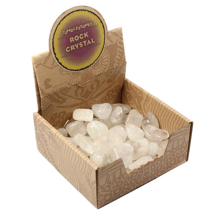 Rock Crystal (Clear Quartz) Tumblestone Retail Box (50pcs) NETT