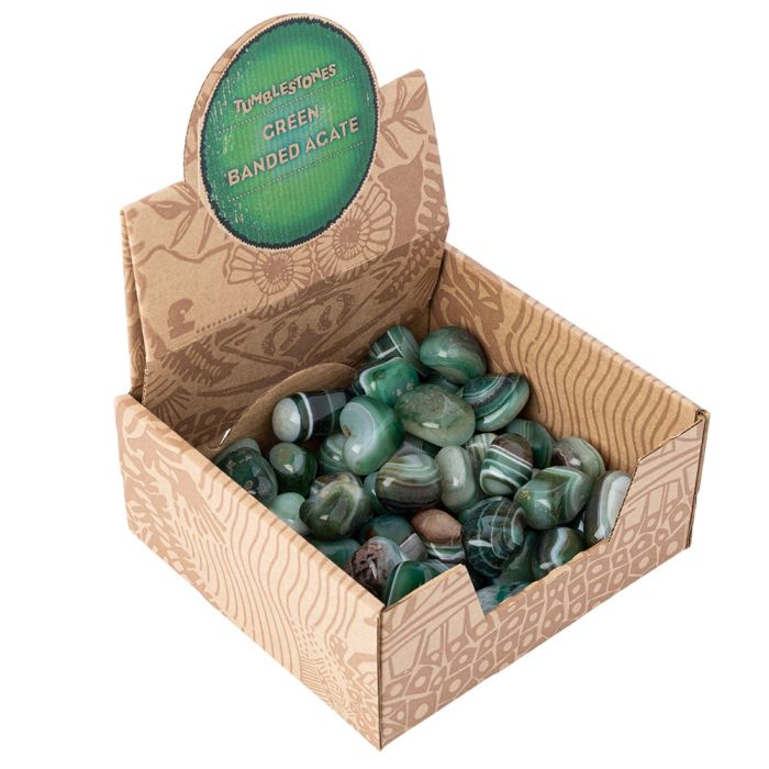 Green Banded Agate Tumblestone Retail Box (50pcs) NETT