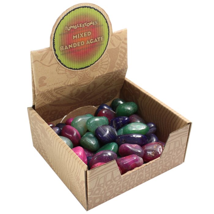 Mixed Banded Agate Tumblestone Retail Box (50pcs) NETT