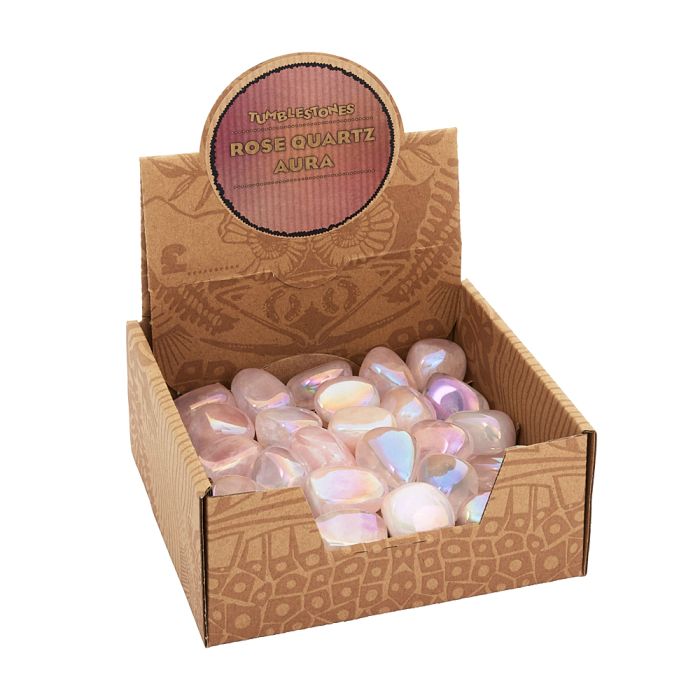 Rose Quartz Aura Tumblestone Retail Box (25pc) NETT