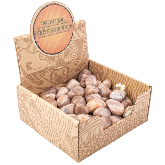 Pink Moonstone Tumblestone Retail Box (50pcs) NETT