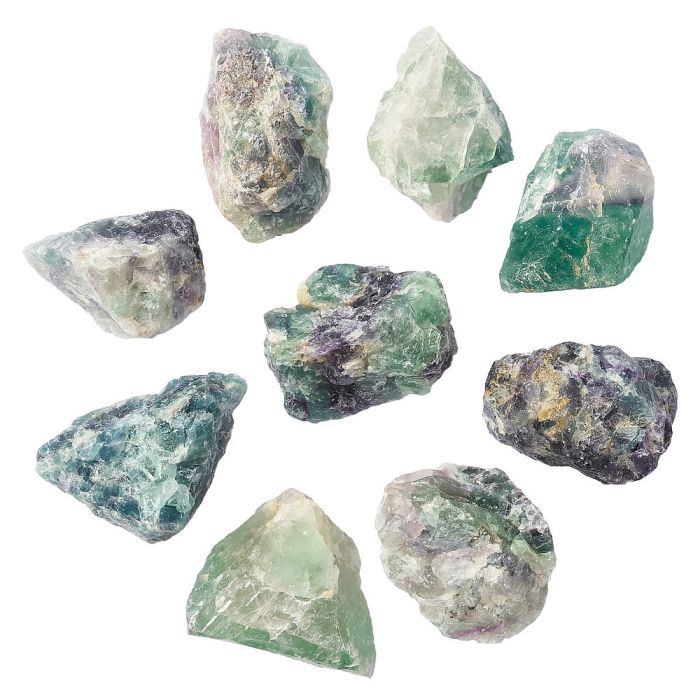Rough Fluorite in Gift Box with ID Card, Mexico (9pcs) NETT