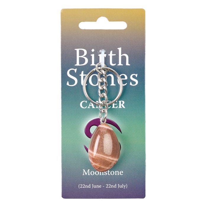Birthstone Keyring Cancer Moonstone 6 Pieces NETT from Rockshop Wholesale Limited
