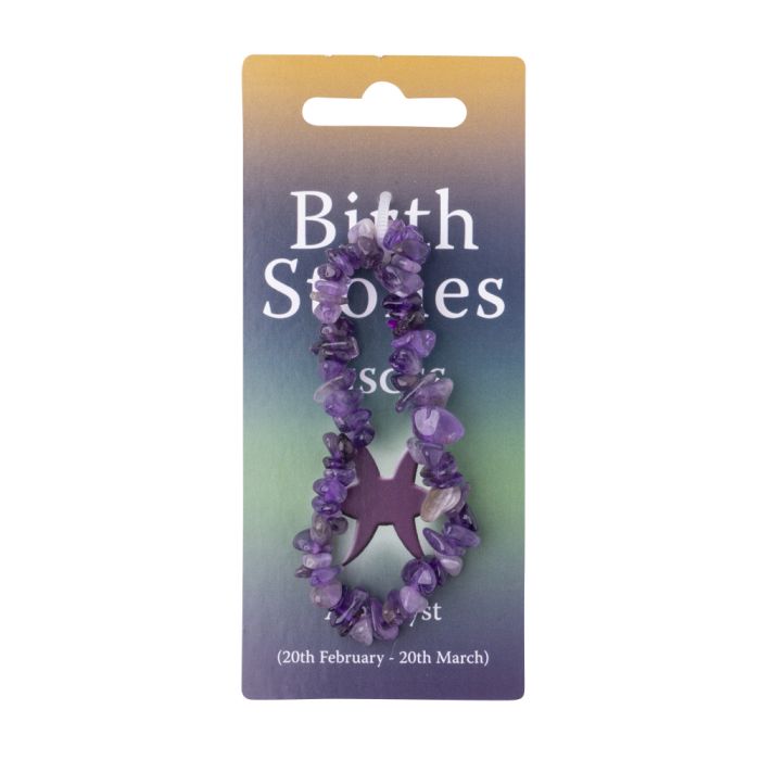 Pisces, Amethyst Birthstone Chip Bracelet (10pcs) NETT