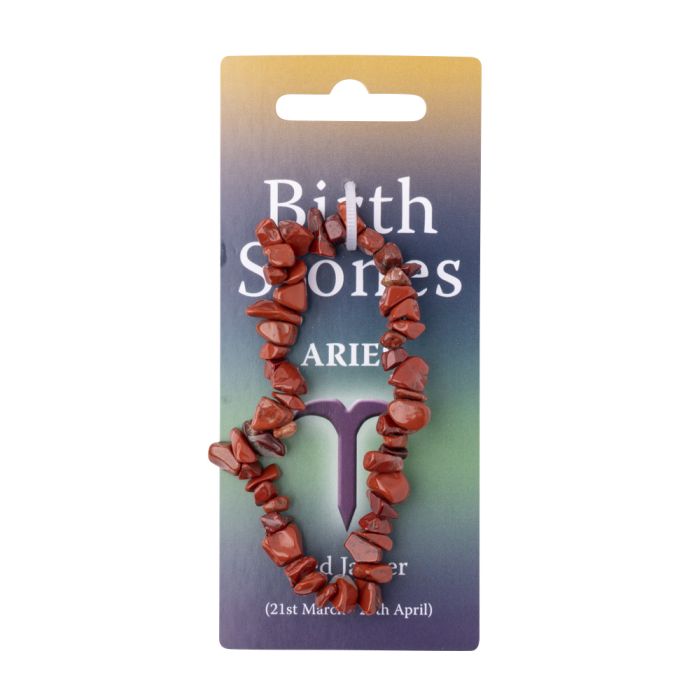 Aries, Red Jasper Birthstone Chip Bracelet (10pcs) NETT