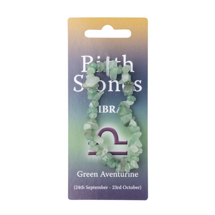 Libra, Green Aventurine Birthstone Chip Bracelet (10pcs) NETT