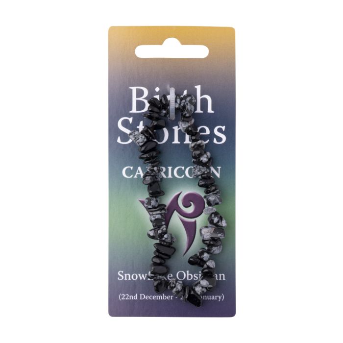 Capricorn, Snowflake Obsidian Birthstone Chip Bracelet (10pcs) NETT