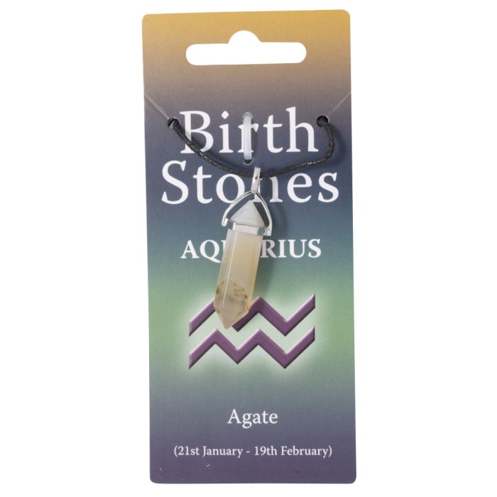 Aquarius, Agate Birthstone Pendant on Thong (10 Piece) NETT